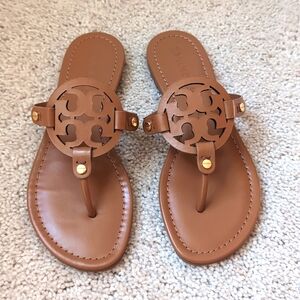 Tory Burch Miller Sandals Saddle Brown leather new without box